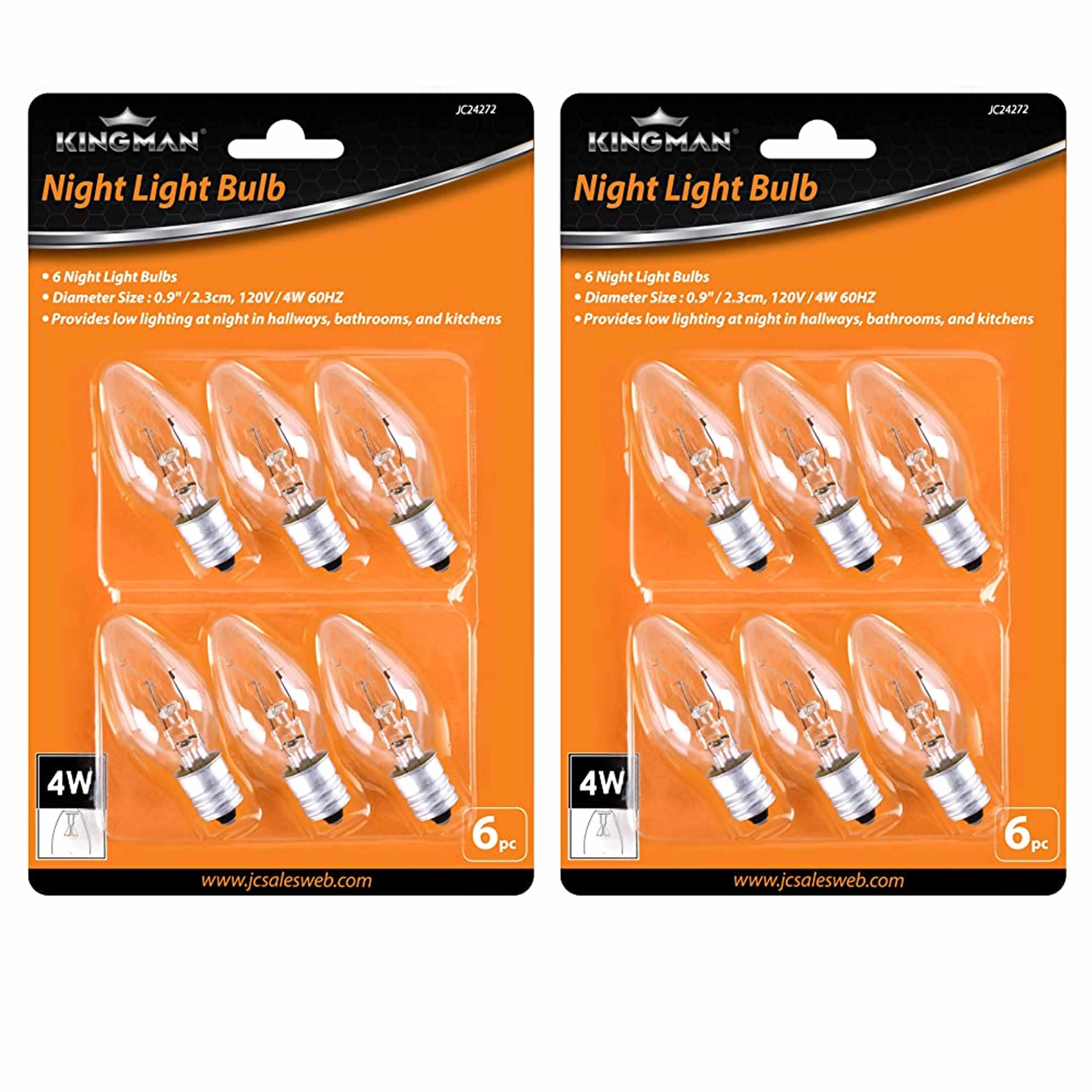 12 Clear Night Light Bulbs 4 Watt Lighting 120V Lamp Candelabra Base Replacement