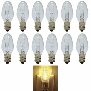 12 Clear Night Light Bulbs 4 Watt Lighting 120V Lamp Candelabra Base Replacement