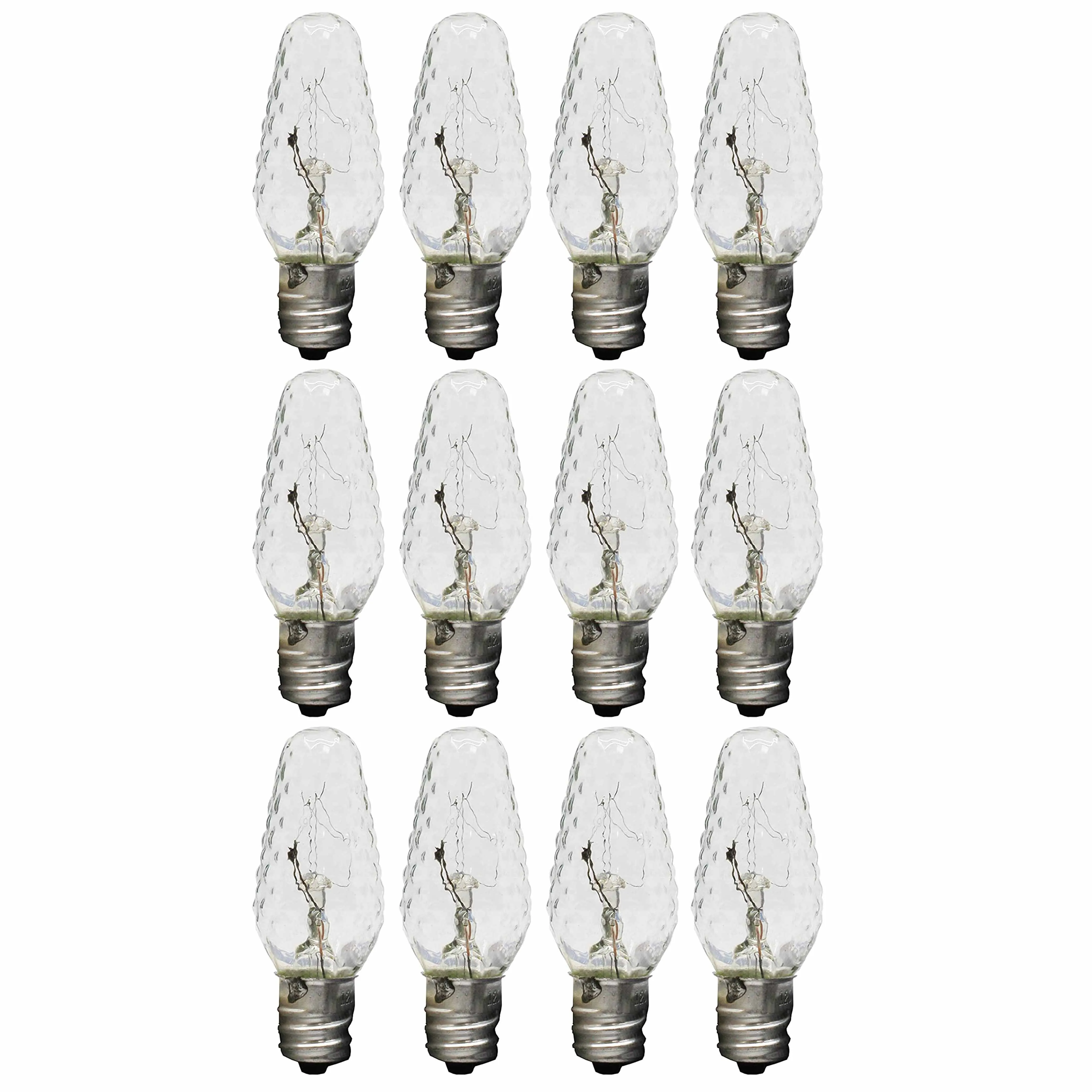 12 Mini Night Light Bulbs Crystal Incandescent 5W 120V Lamp Lighting Candelabra