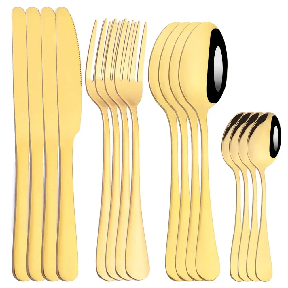 16 Piece Rainbow Stainless Steel Tableware Set For Restaurants And Kitchens