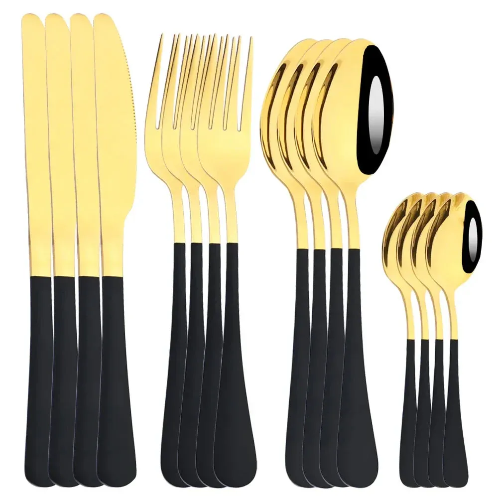 16 Piece Rainbow Stainless Steel Tableware Set For Restaurants And Kitchens