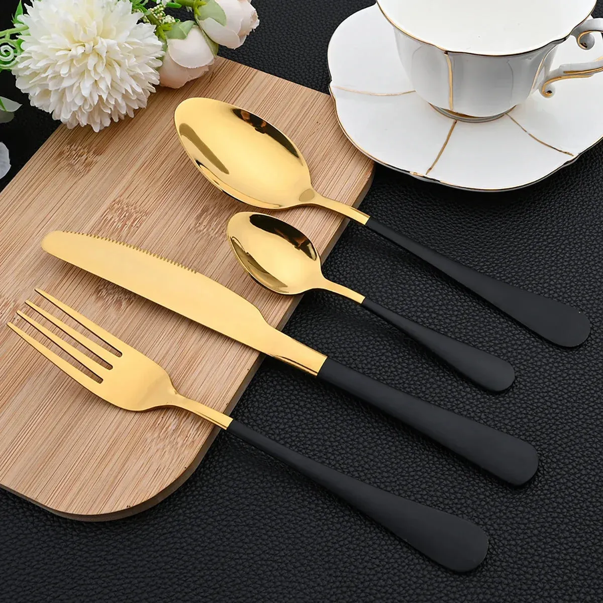 16 Piece Rainbow Stainless Steel Tableware Set For Restaurants And Kitchens
