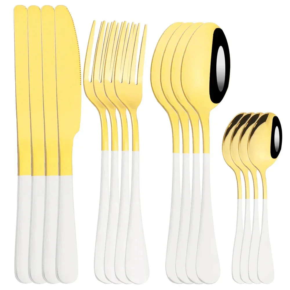 16 Piece Rainbow Stainless Steel Tableware Set For Restaurants And Kitchens