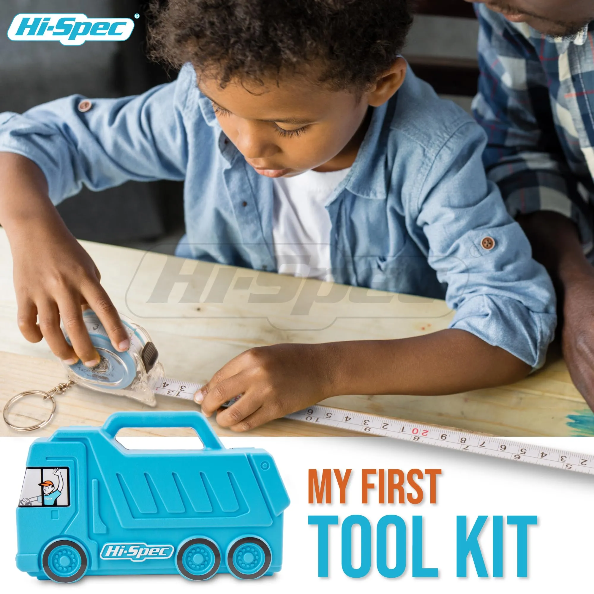 17pc Kids Real Tool Set & Child Truck Tool Box. Real Metal Hand Tools for DIY Building & Woodworking