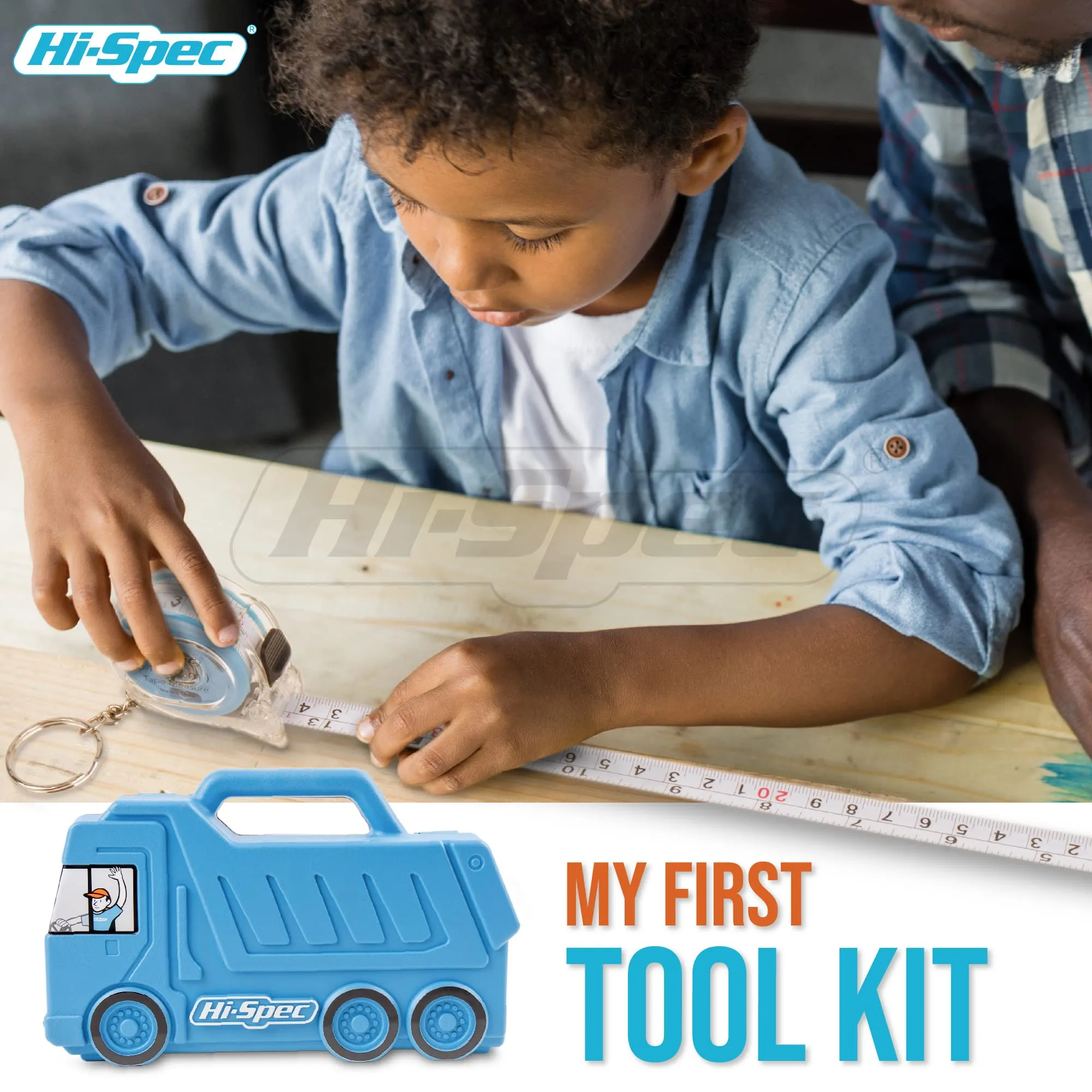 17pc Kids Real Tool Set & Child Truck Tool Box. Real Metal Hand Tools for DIY Building & Woodworking