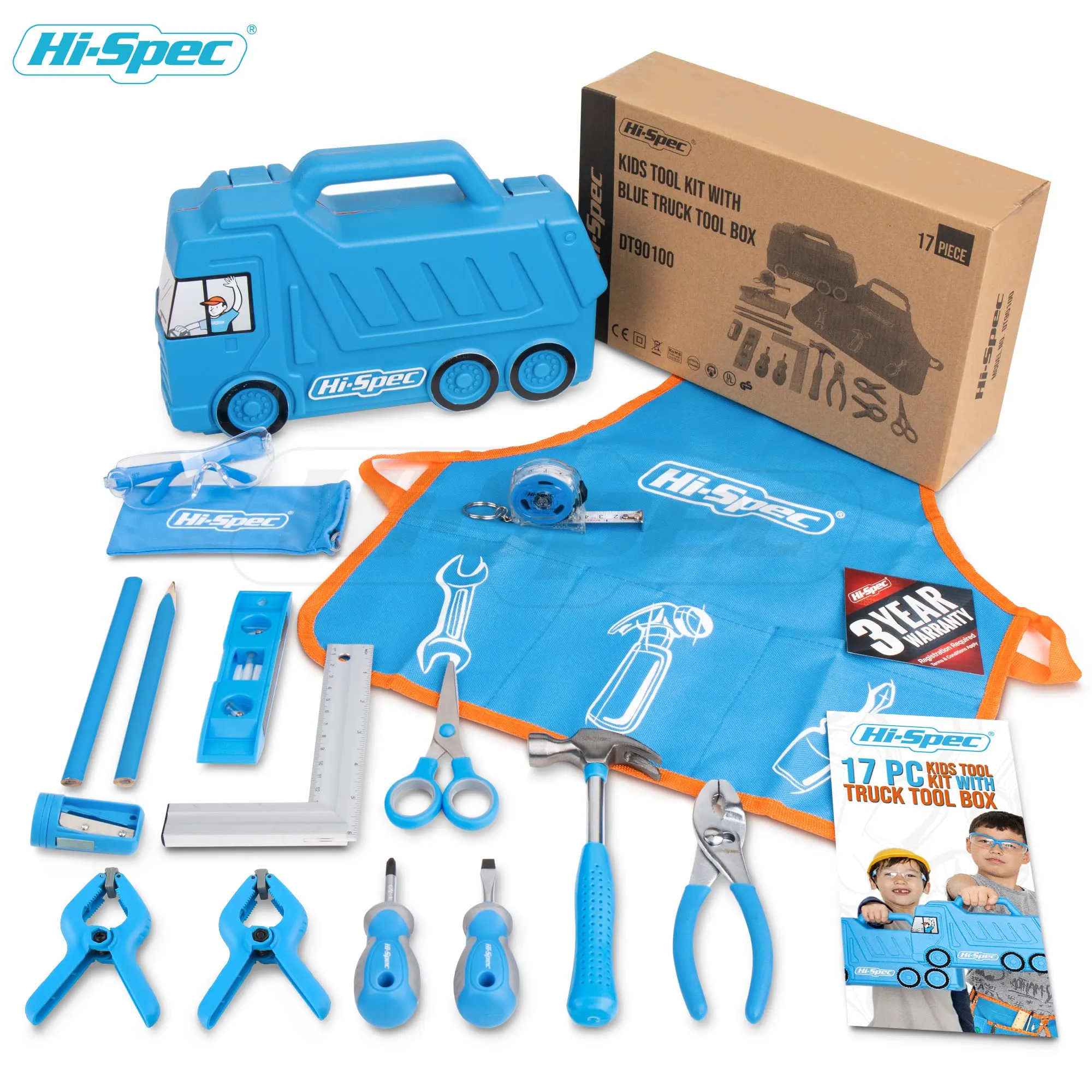 17pc Kids Real Tool Set & Child Truck Tool Box. Real Metal Hand Tools for DIY Building & Woodworking