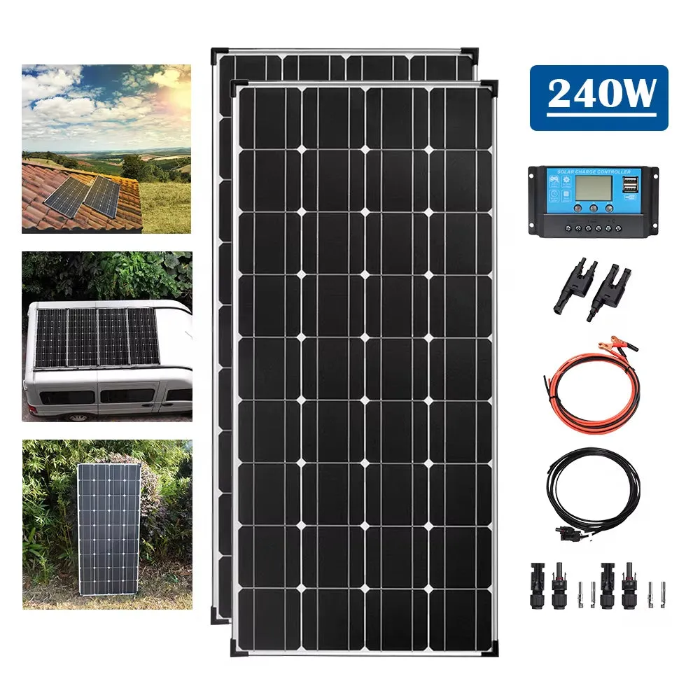 18V Solar Panel 1200W 600W Waterproof Monocrystalline Best Solar Panel 1- 10Pcs 120W China Charging Camping RV Boat Battery Home