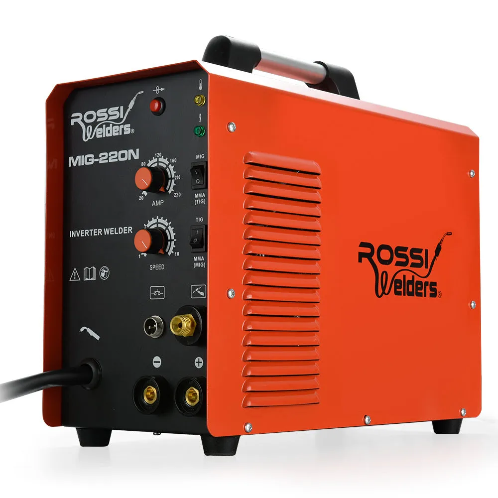 220A MIG/TIG/MMA Welder Inverter, Gasless, Portable - Rossi