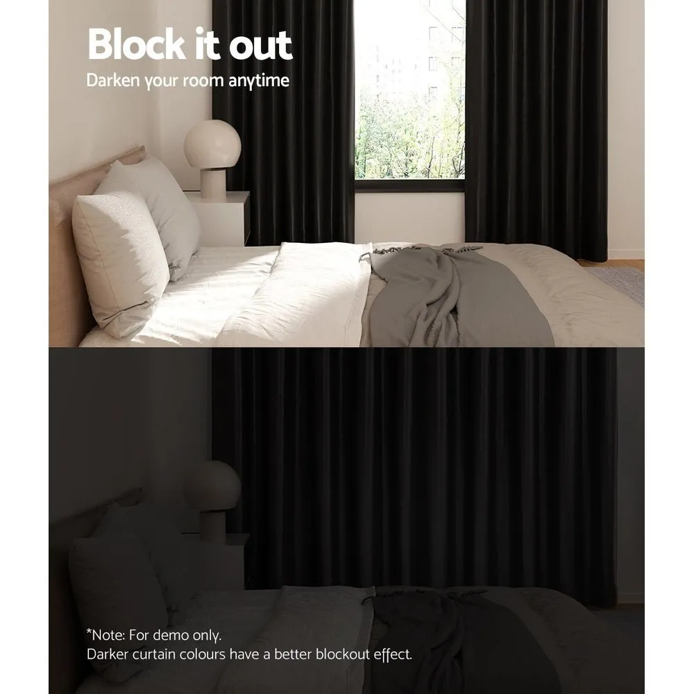 2X Blockout Curtains | Blackout Window Eyelet | 140x230cm | Black