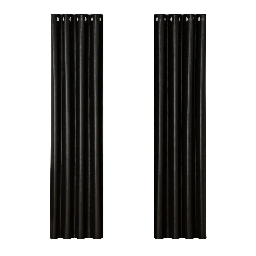 2X Blockout Curtains | Blackout Window Eyelet | 140x230cm | Black