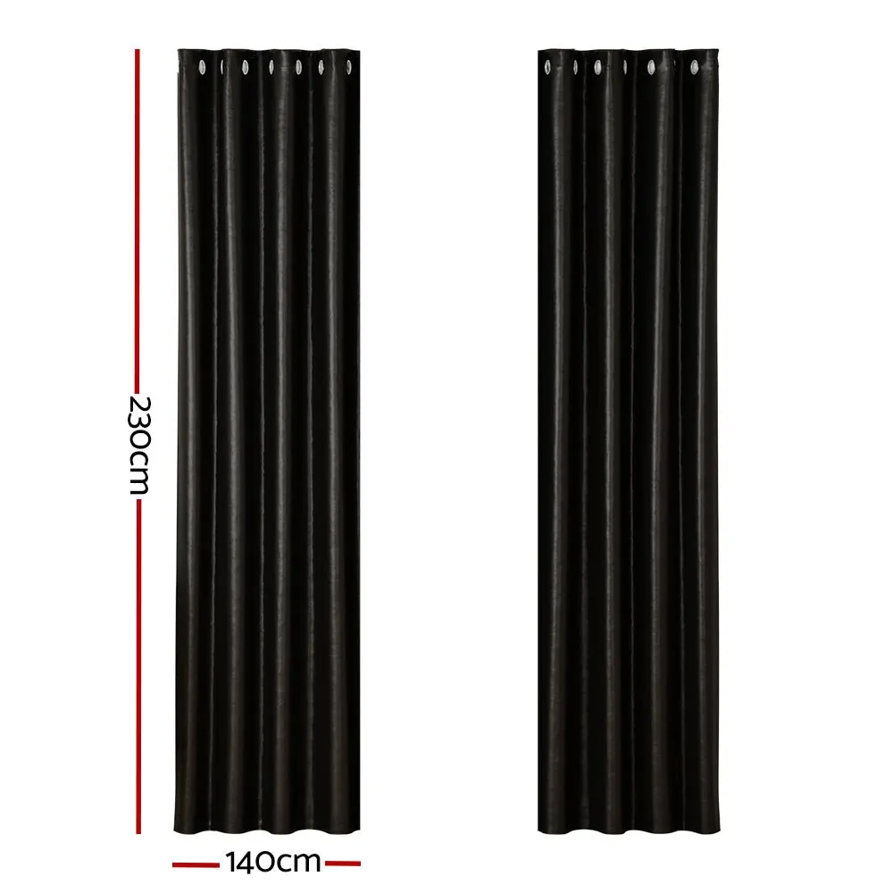 2X Blockout Curtains | Blackout Window Eyelet | 140x230cm | Black