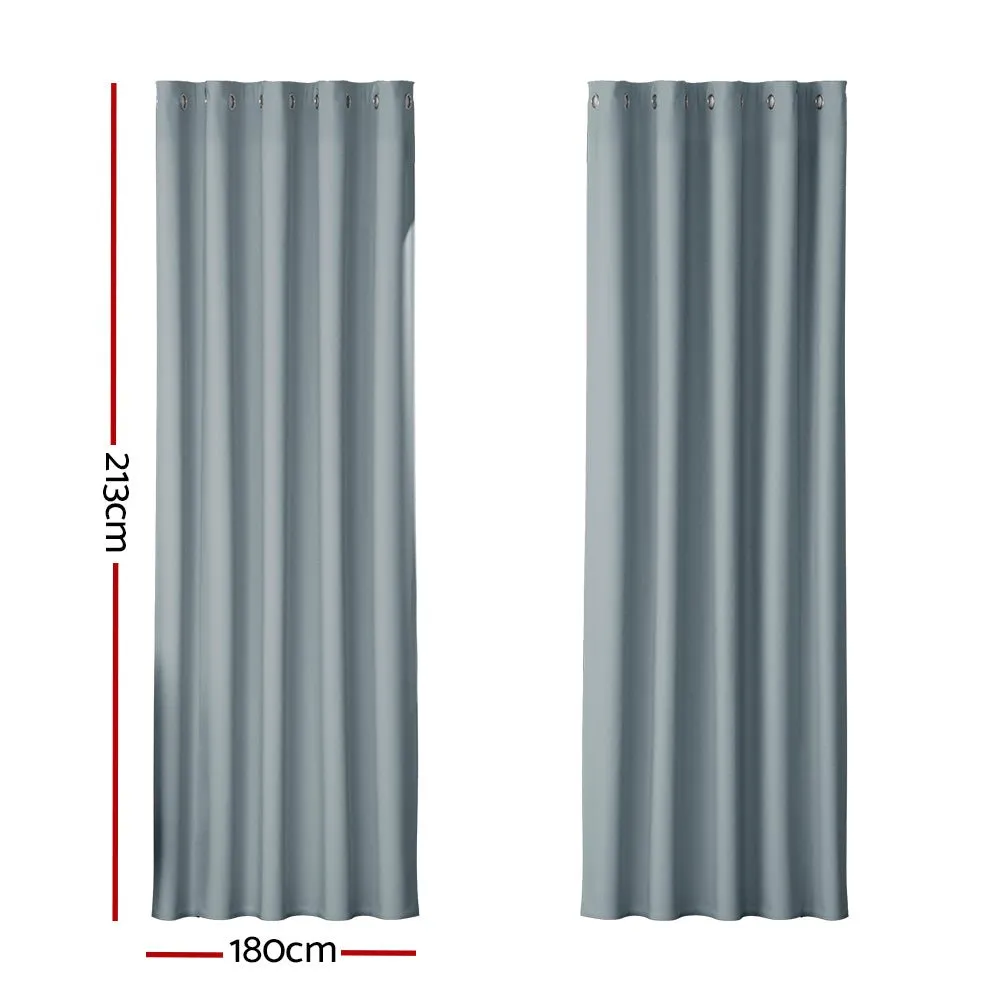 2X Blockout Curtains | Blackout Window Eyelet | 180x213cm | Grey
