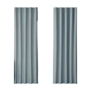 2X Blockout Curtains | Blackout Window Eyelet | 180x213cm | Grey