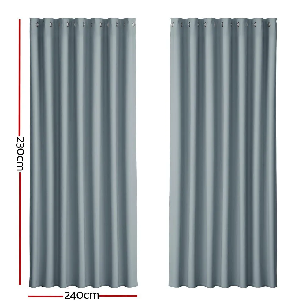 2X Blockout Curtains | Blackout Window Eyelet | 240x230cm | Grey