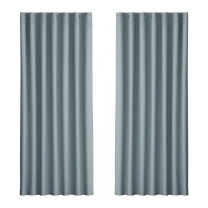 2X Blockout Curtains | Blackout Window Eyelet | 240x230cm | Grey