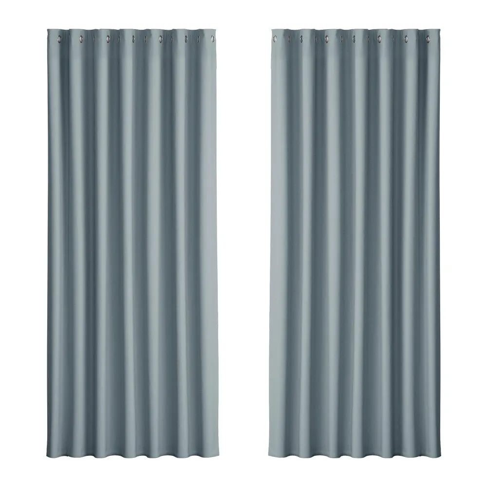 2X Blockout Curtains | Blackout Window Eyelet | 240x230cm | Grey