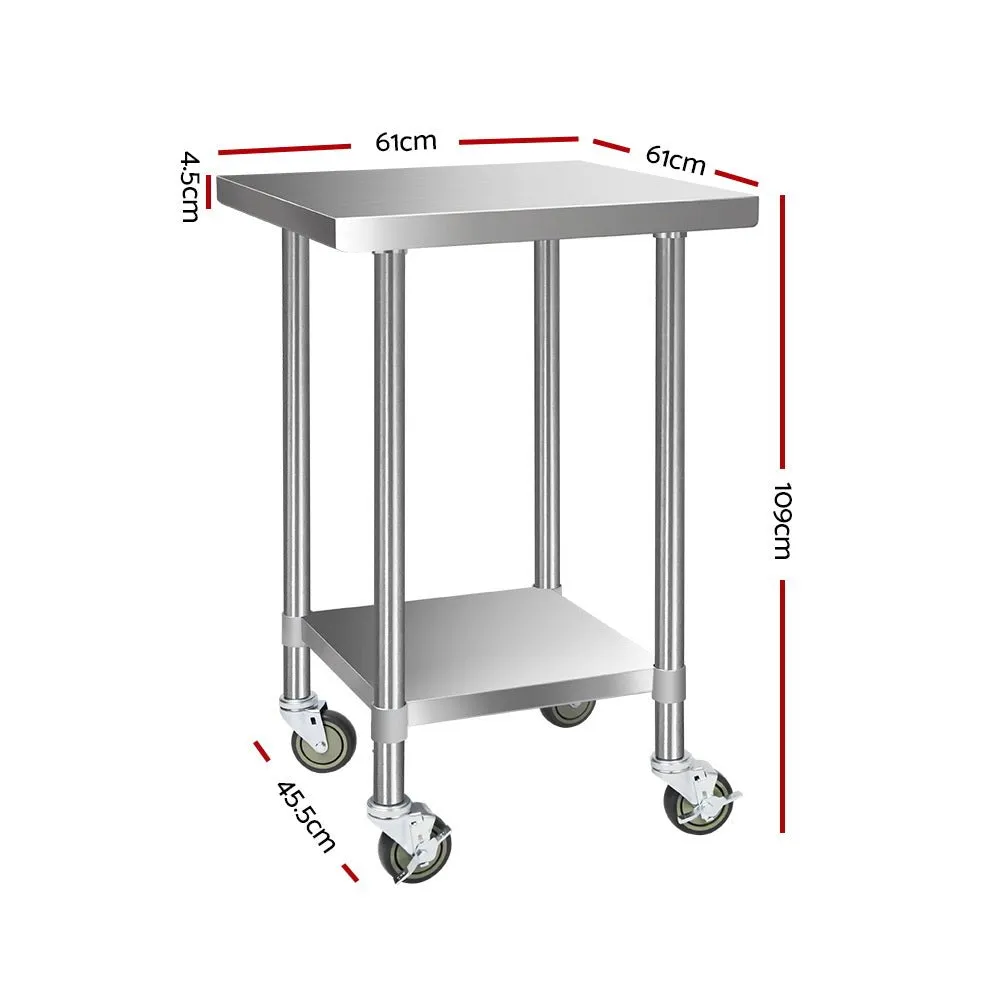 430 Stainless Steel Kitchen Work Bench | Wheels 610mm x 610mm