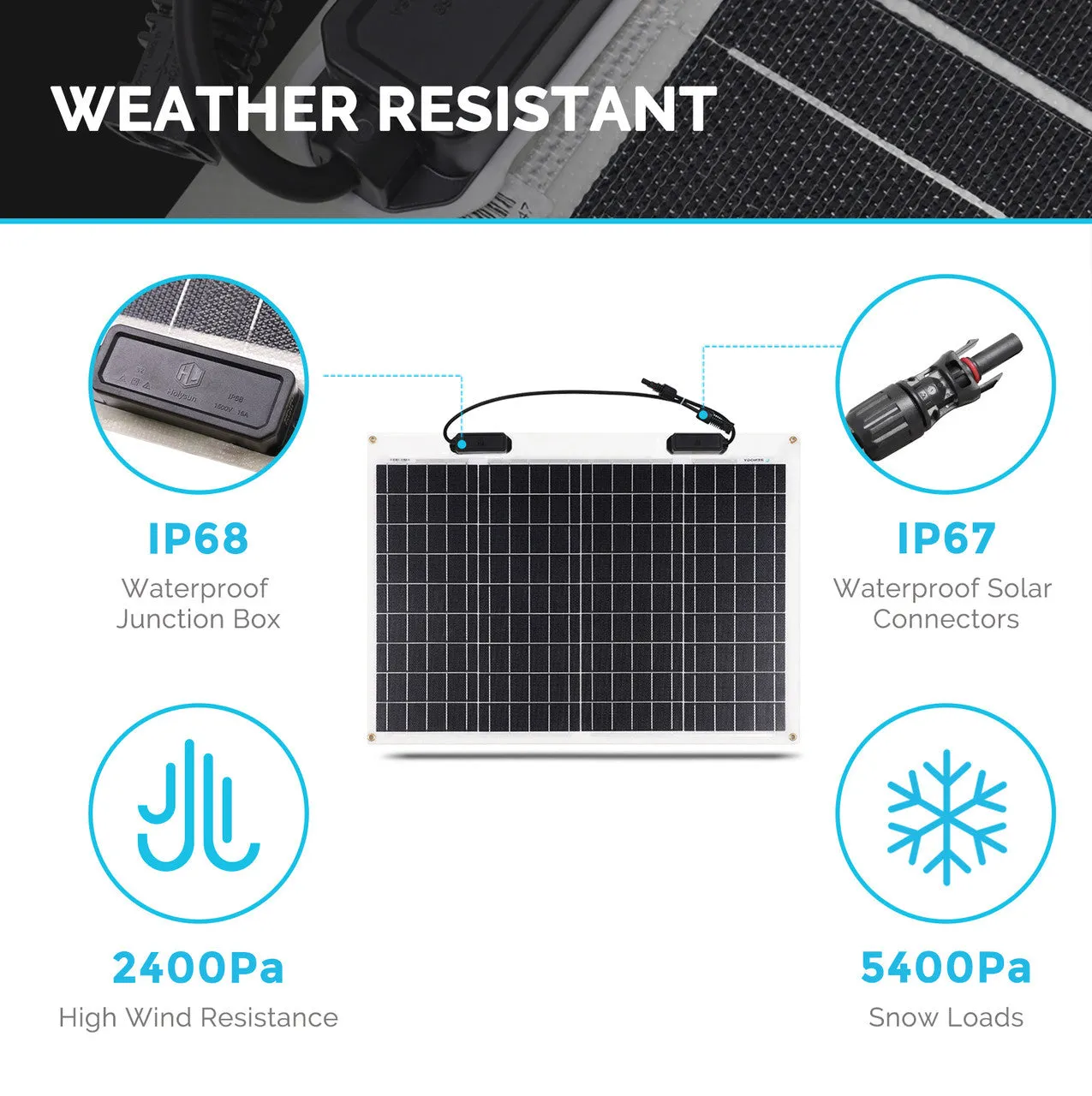 50 Watt 12 Volt Flexible Monocrystalline Solar Panel