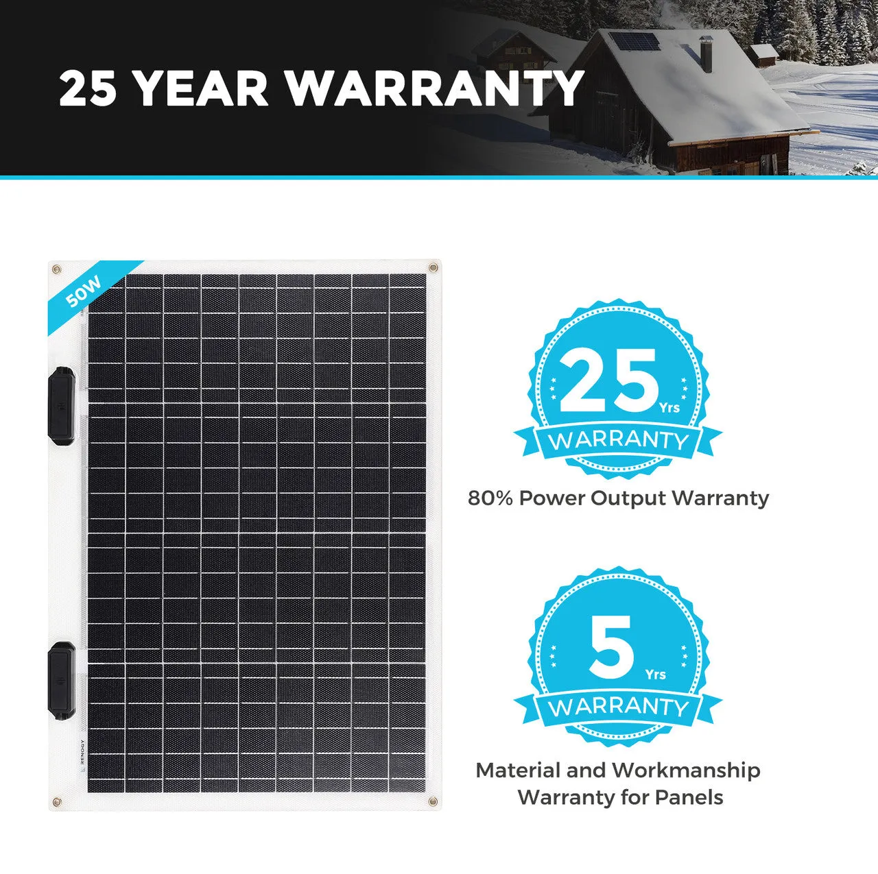 50 Watt 12 Volt Flexible Monocrystalline Solar Panel