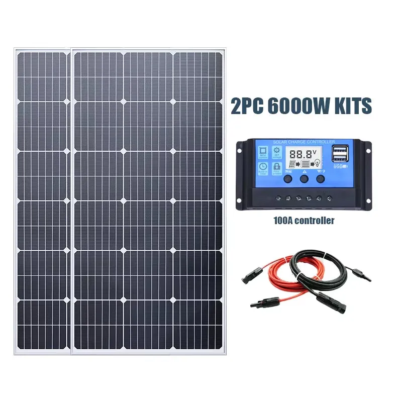 6000W Solar Panel 18V High Efficiency 3KW Portable Power Bank Flexible Charging Outdoor Solar Cells for Battery Home RV Camping