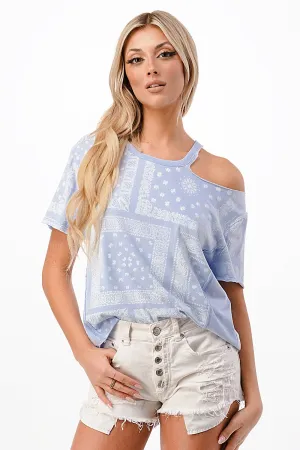 Bandana Print Cutout Shirt