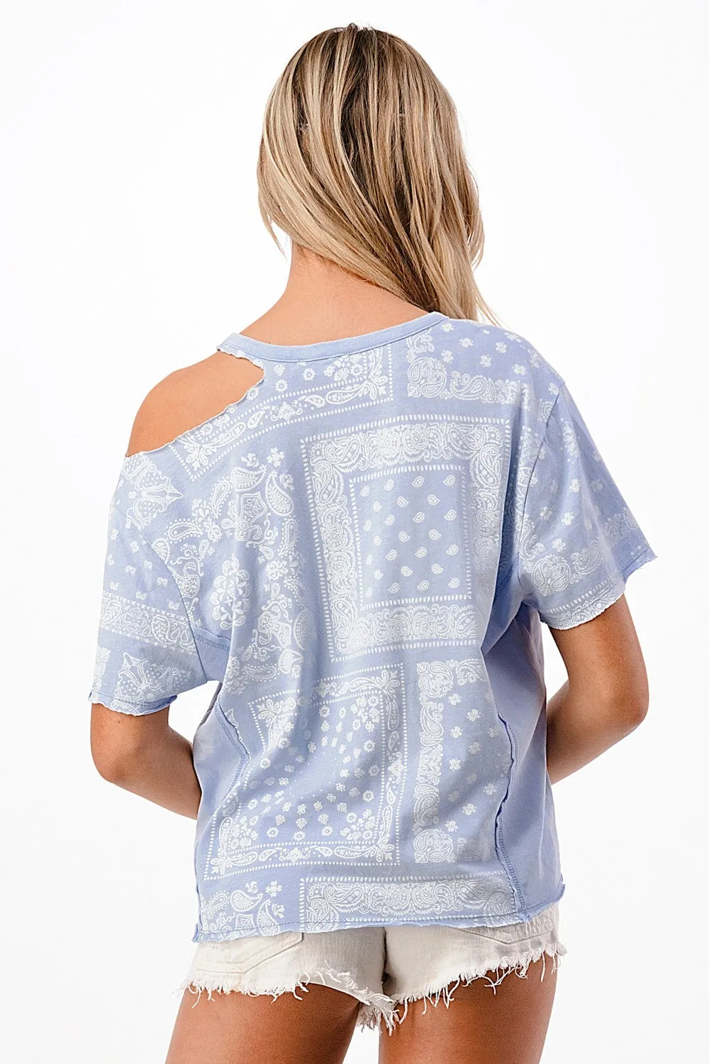 Bandana Print Cutout Shirt