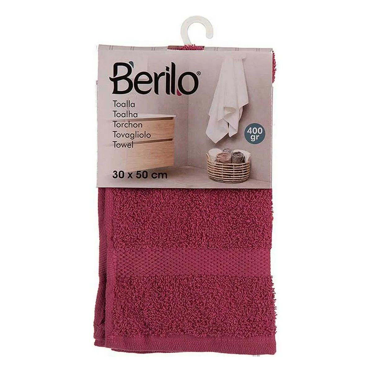 Bath Towel 30 x 0.5 x 50 Cm Maroon 12 Units