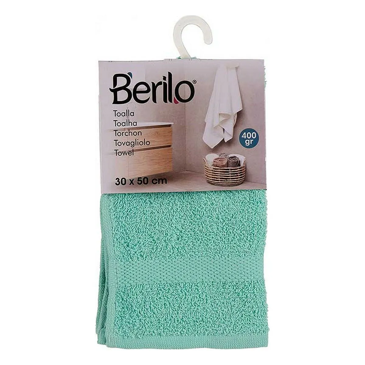 Bath Towel 30 x 0.5 x 50 Cm Turquoise 12 Units