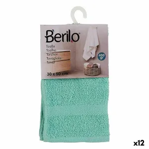 Bath Towel 30 x 0.5 x 50 Cm Turquoise 12 Units