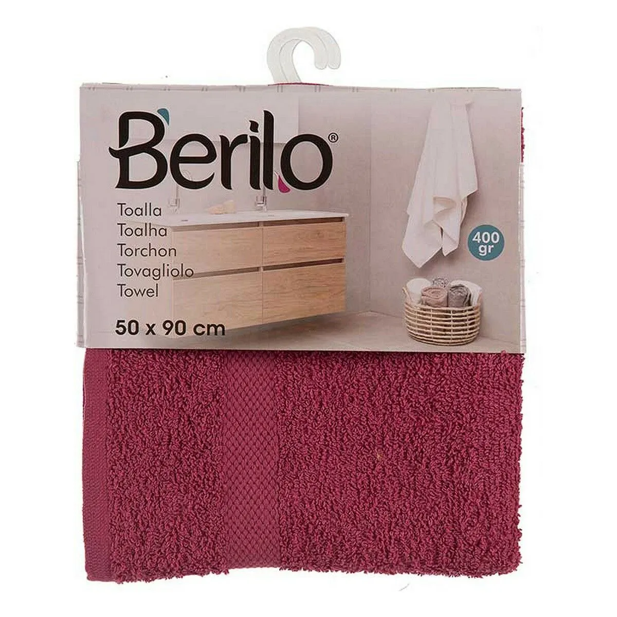 Bath Towel 50 x 0.5 x 90 Cm Maroon 6 Units