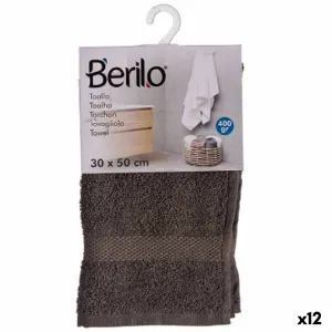 Bath Towel Grey 30 x 50 Cm 12 Units