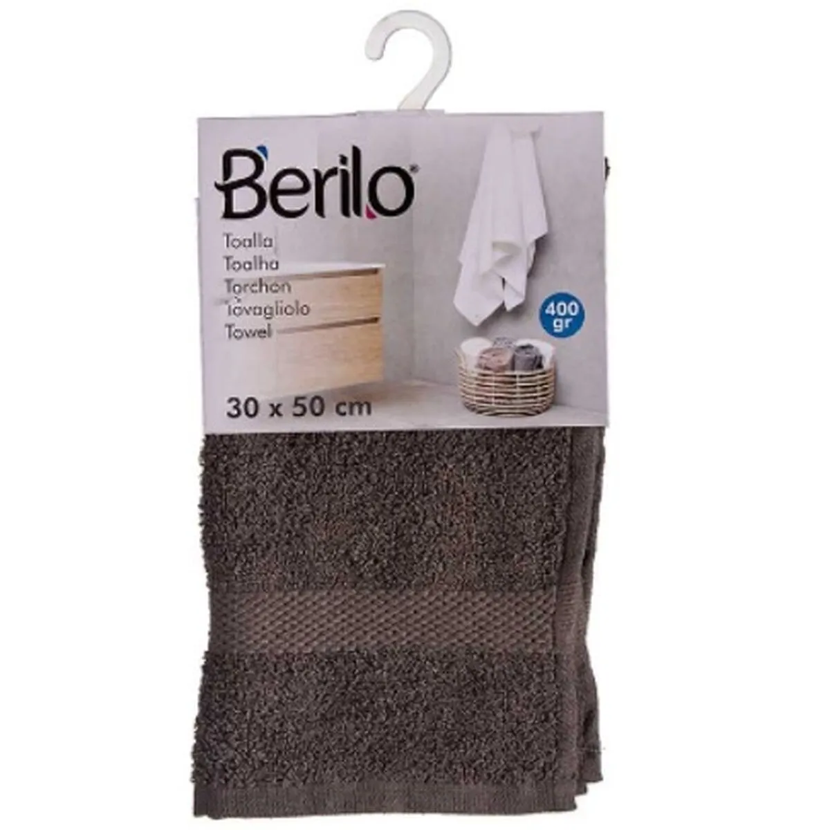 Bath Towel Grey 30 x 50 Cm 12 Units