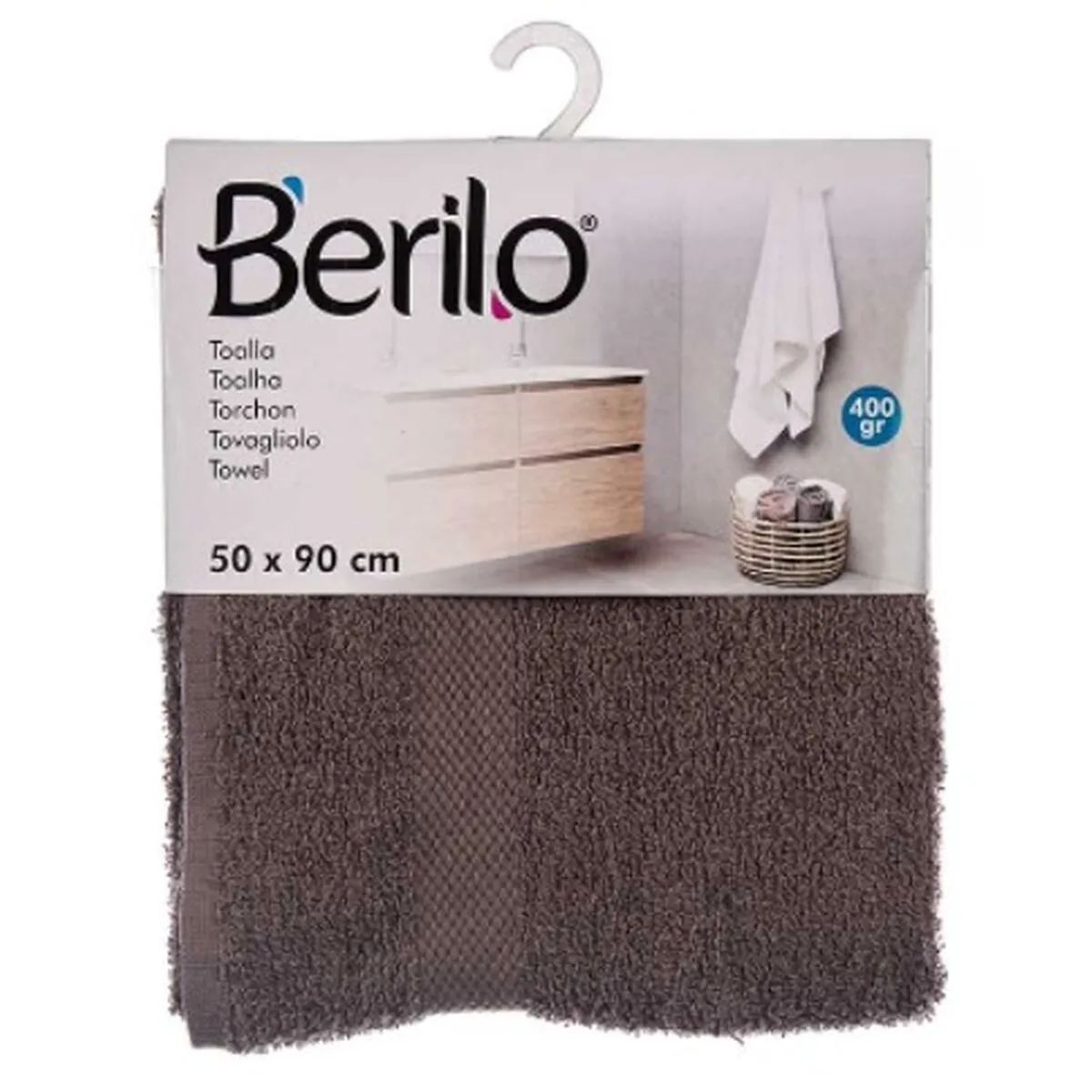 Bath Towel Grey 50 x 90 Cm 6 Units