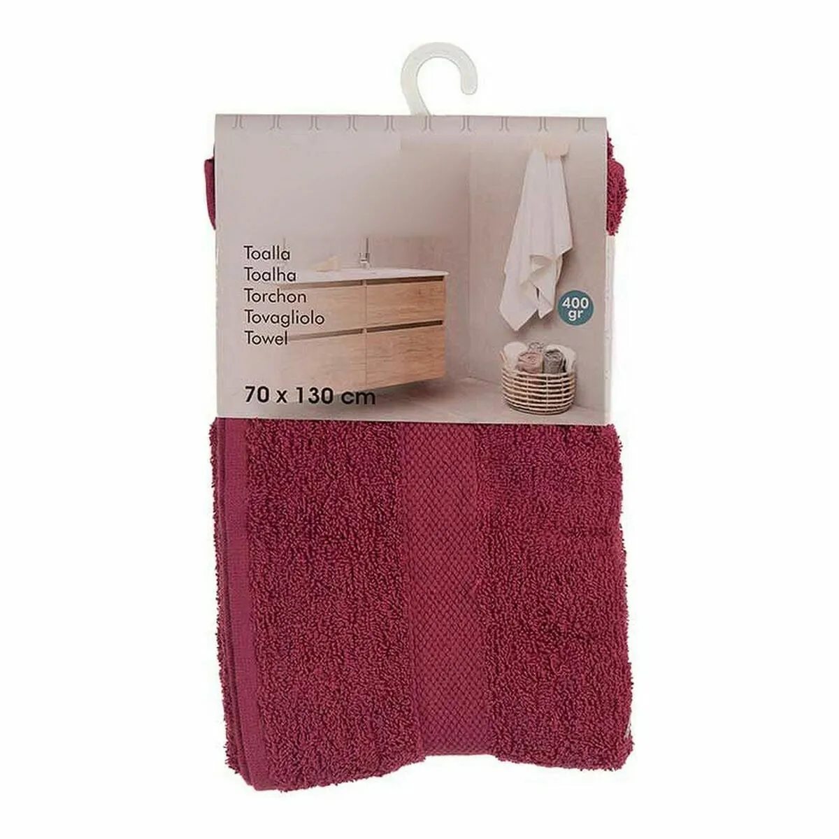 Bath Towel Maroon 70 x 0.5 x 130 Cm 3 Units