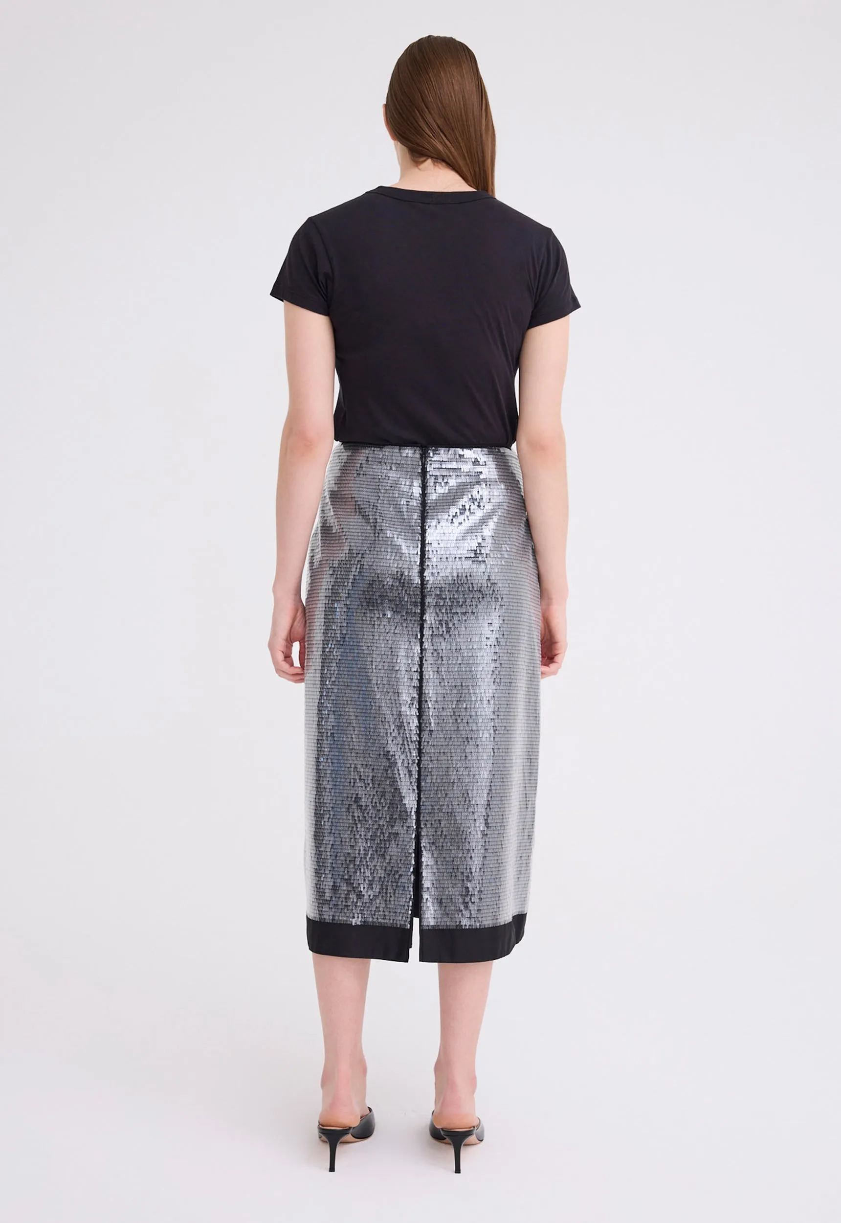 Beam Sequin Midi Skirt - Black
