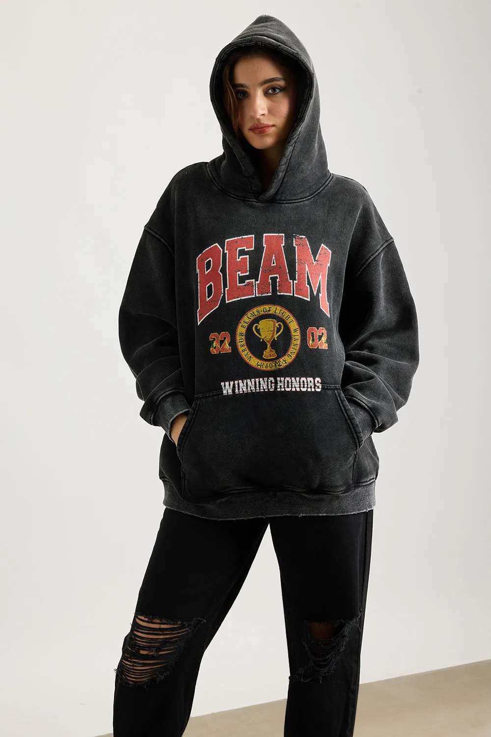 Charcoal Wash Beam Heavyweight Hoodie