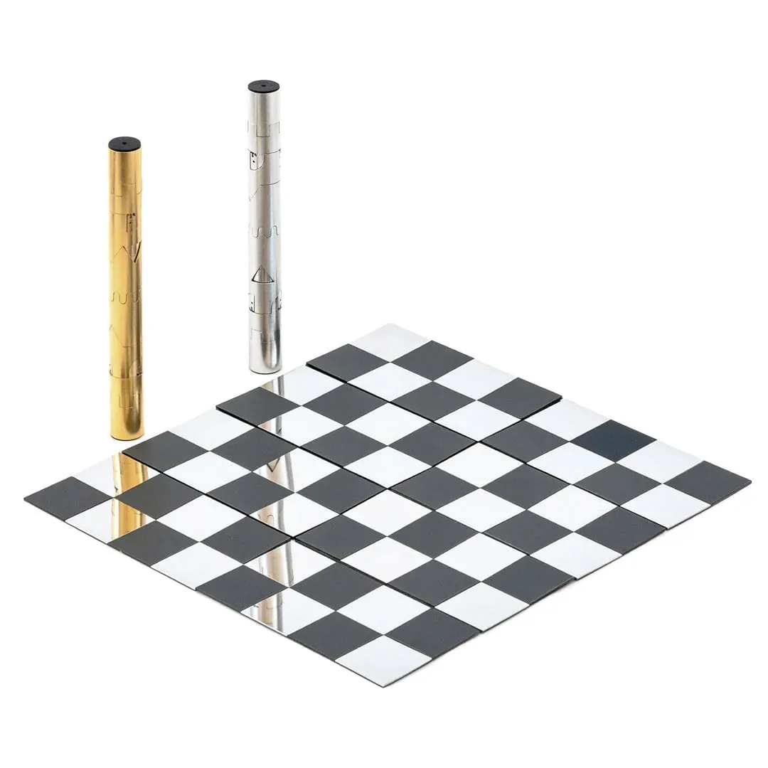 Cy Endfield 24 Karat Gold and Silver Plated Travel Chess Set
