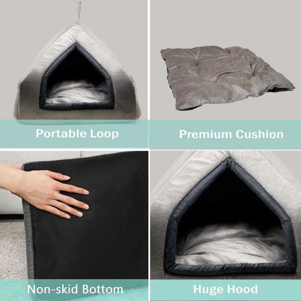 Fluffy's Pawsome Premium Soft Velvet Fabric Bed for Dogs and Cats (Grey)