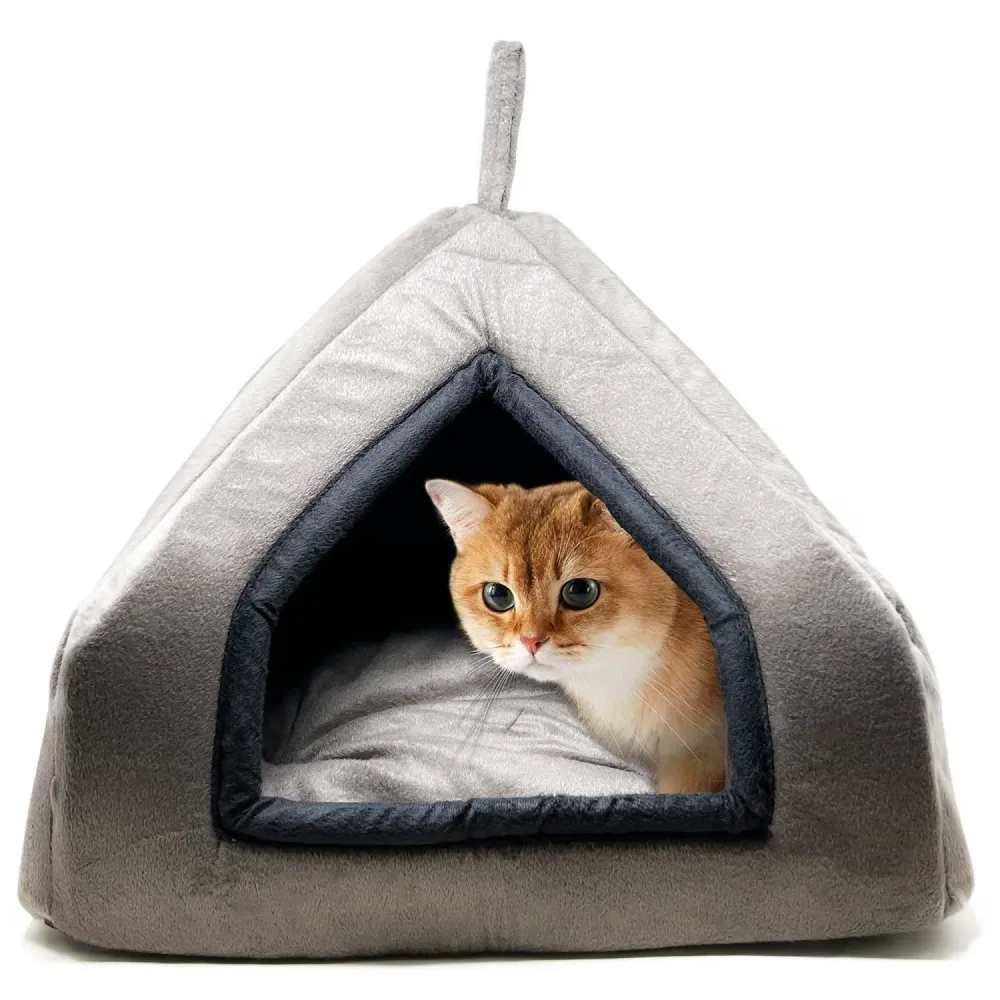 Fluffy's Pawsome Premium Soft Velvet Fabric Bed for Dogs and Cats (Grey)