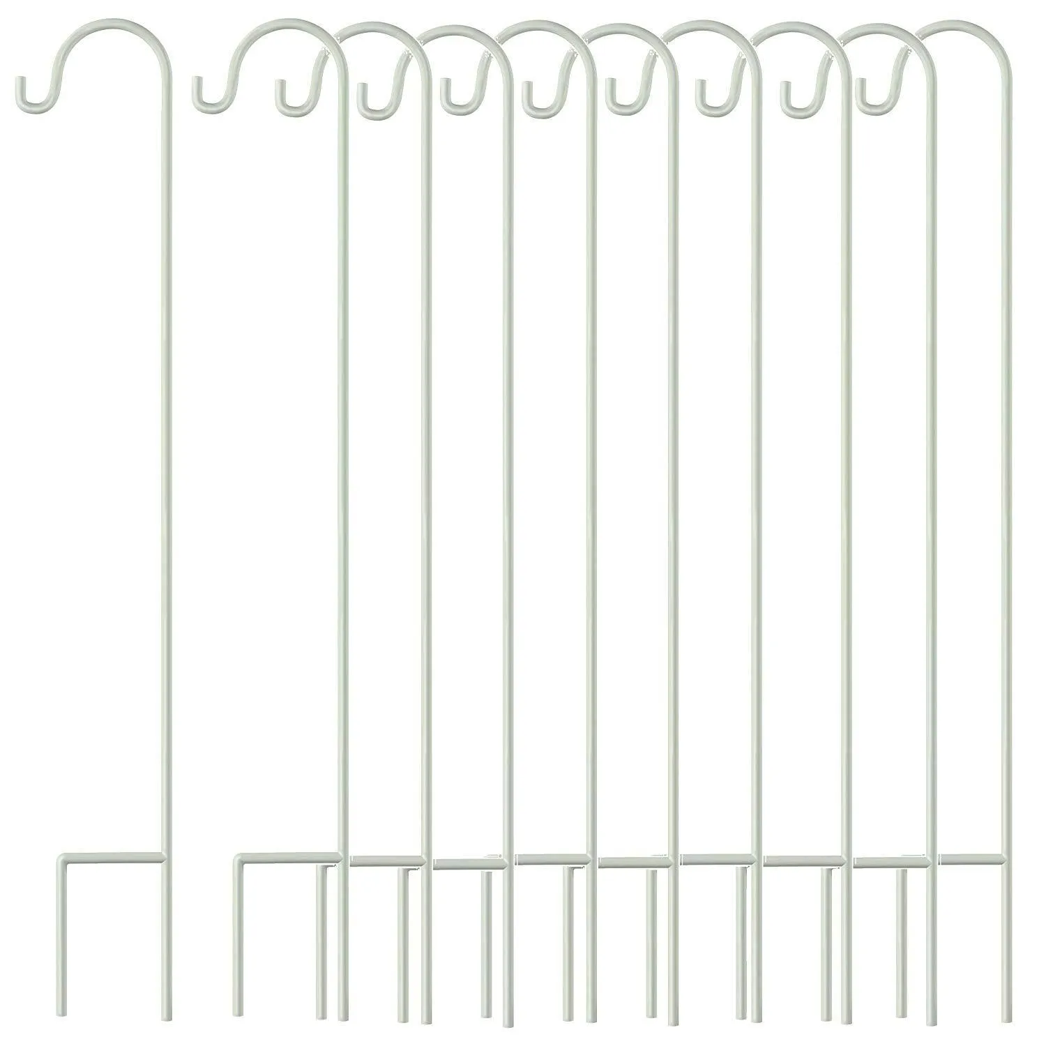 GrayBunny Shepherd Hook, 35 inch Black, Set of 4 Solid (Non-Hollow) Single Piece (No Assembly), Strong Rust Resistant Premium Metal Hanger For Weddings Plant Baskets Solar Lights Lanterns & Mason Jars