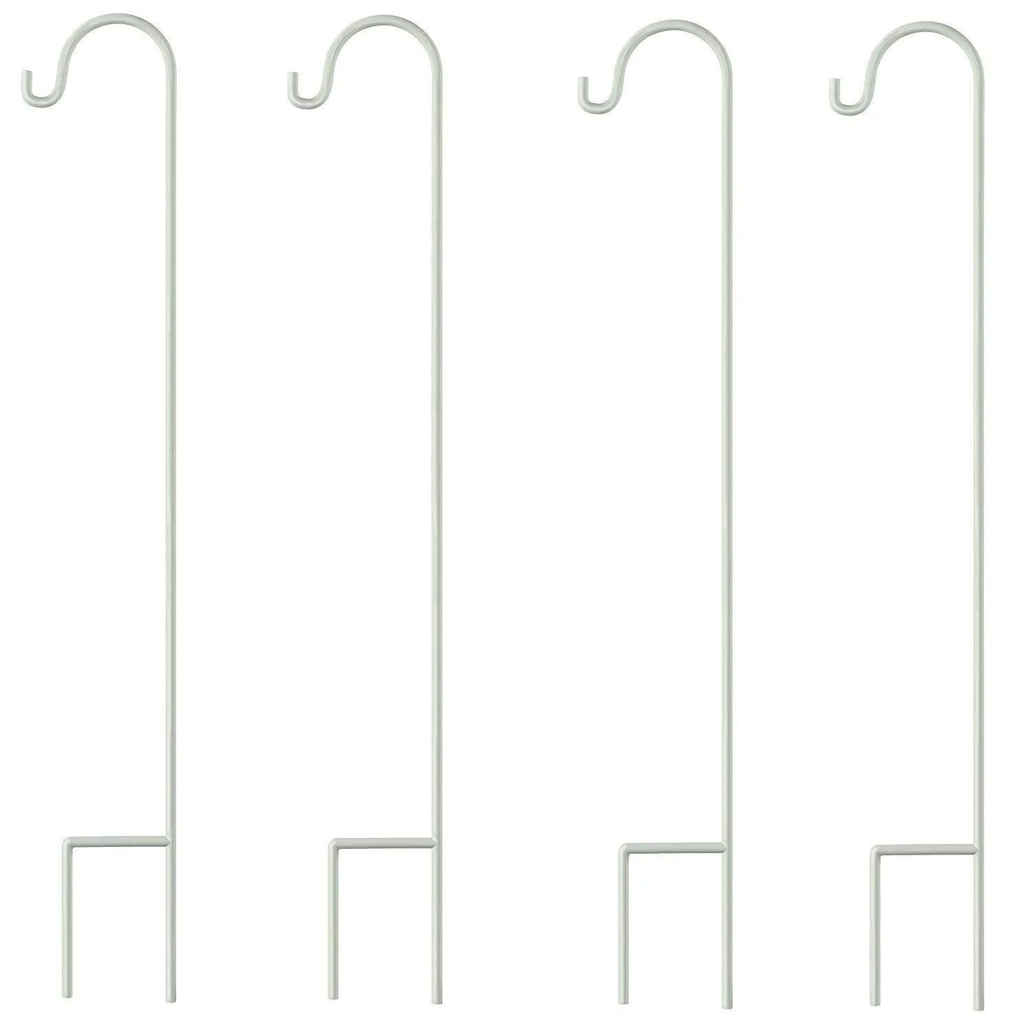 GrayBunny Shepherd Hook, 35 inch Black, Set of 4 Solid (Non-Hollow) Single Piece (No Assembly), Strong Rust Resistant Premium Metal Hanger For Weddings Plant Baskets Solar Lights Lanterns & Mason Jars