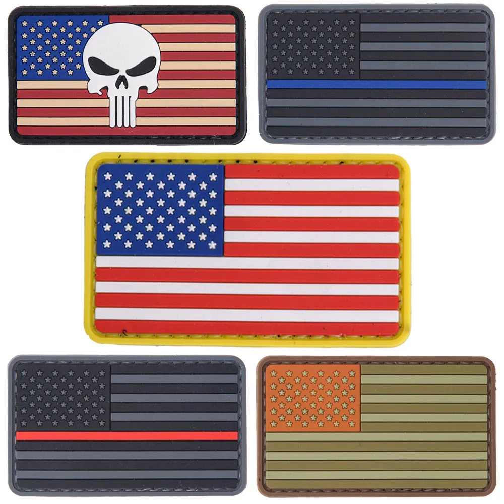 Lancer Tactical US Flag Hook & Loop Airsoft PVC Morale Patch