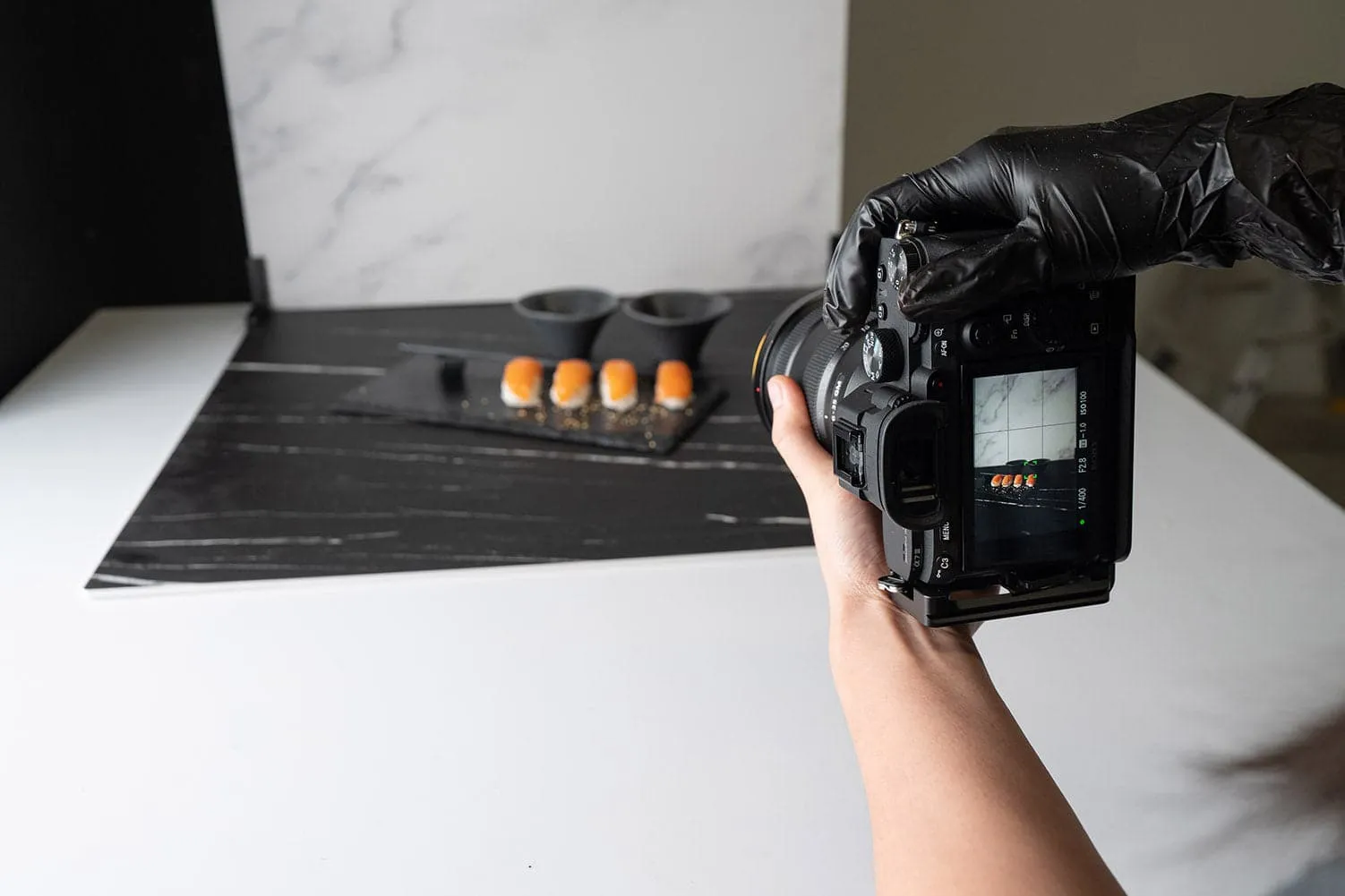 ProBoards Flat Lay Photography Rigid Black & White Marble Backdrop - Tamarama (60cm x 60cm) (EX-DEMO)