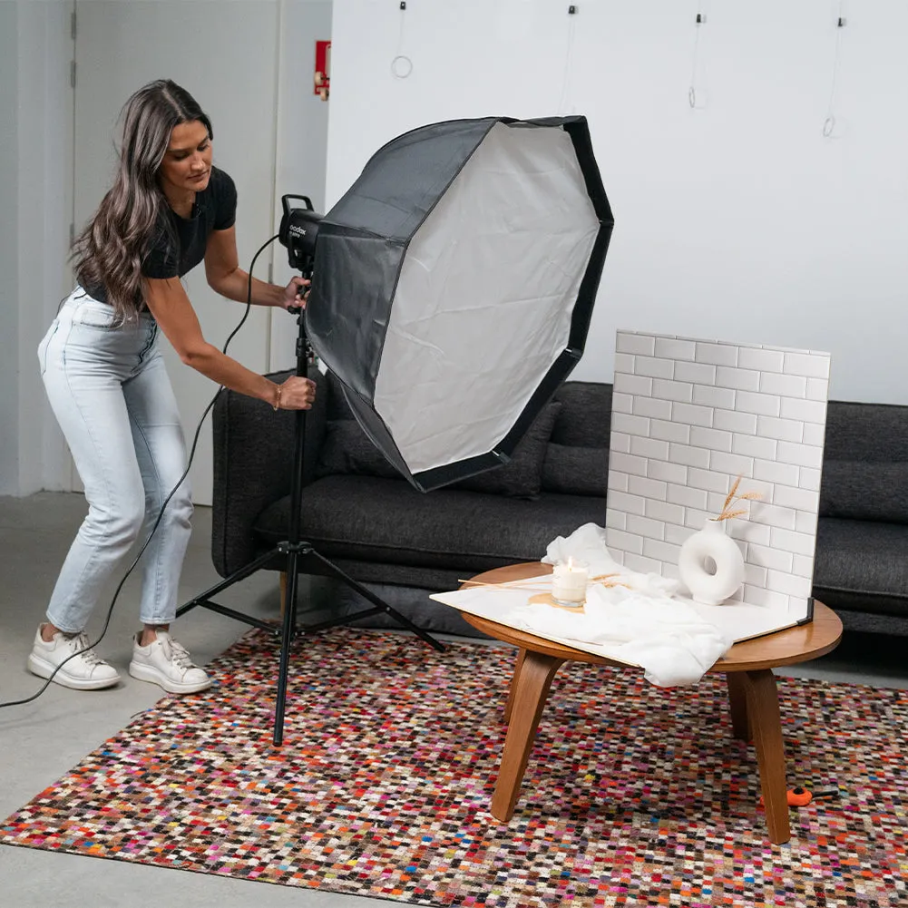 ProBoards Flat Lay Photography Rigid Black & White Marble   Subway Tiles Backdrop - Rushcutters Bay (60cm x 60cm)