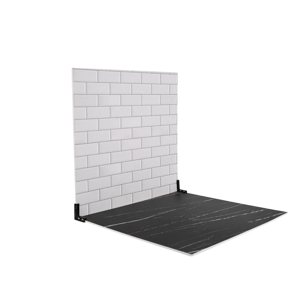 ProBoards Flat Lay Photography Rigid Black & White Marble   Subway Tiles Backdrop - Rushcutters Bay (60cm x 60cm)