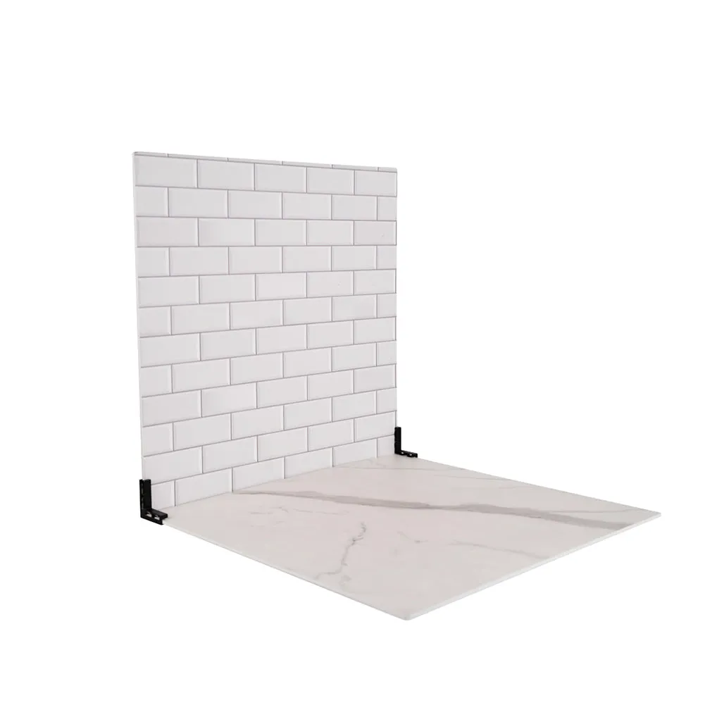 ProBoards Flat Lay Photography Rigid Black & White Marble   Subway Tiles Backdrop - Rushcutters Bay (60cm x 60cm)