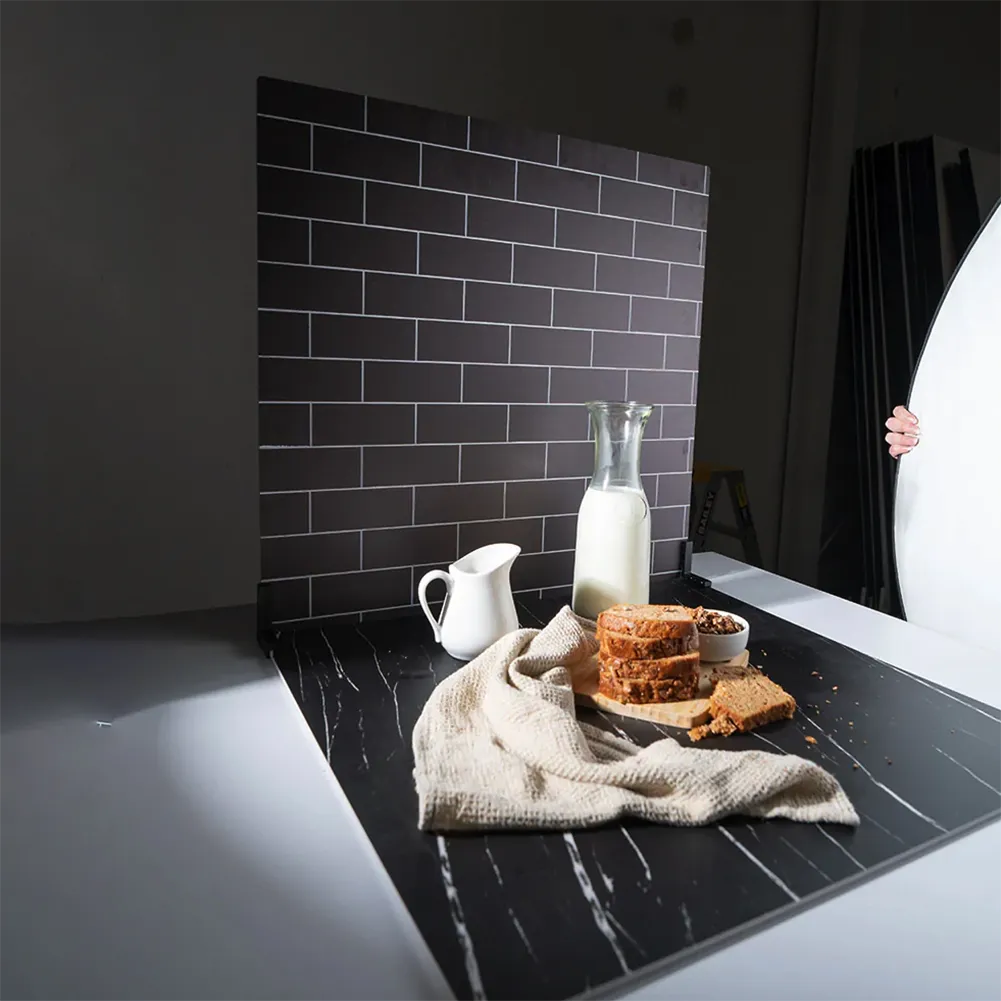 ProBoards Flat Lay Photography Rigid Black & White Marble   Subway Tiles Backdrop - Rushcutters Bay (60cm x 60cm)