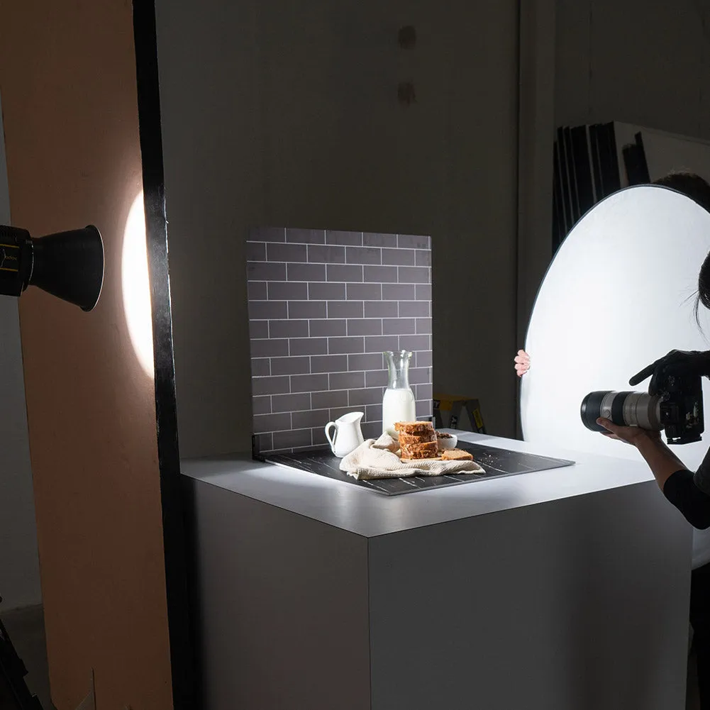 ProBoards Flat Lay Photography Rigid Black & White Marble   Subway Tiles Backdrop - Rushcutters Bay (60cm x 60cm)