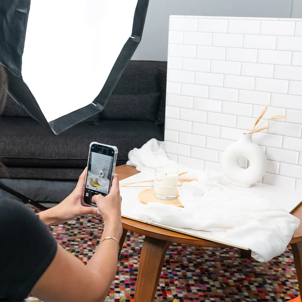 ProBoards Flat Lay Photography Rigid Black & White Marble   Subway Tiles Backdrop - Rushcutters Bay (60cm x 60cm)