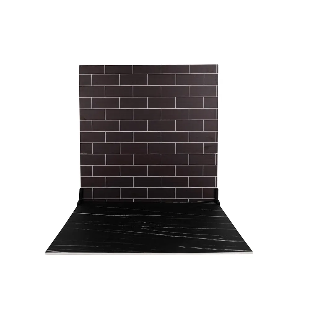 ProBoards Flat Lay Photography Rigid Black & White Marble   Subway Tiles Backdrop - Rushcutters Bay (60cm x 60cm)